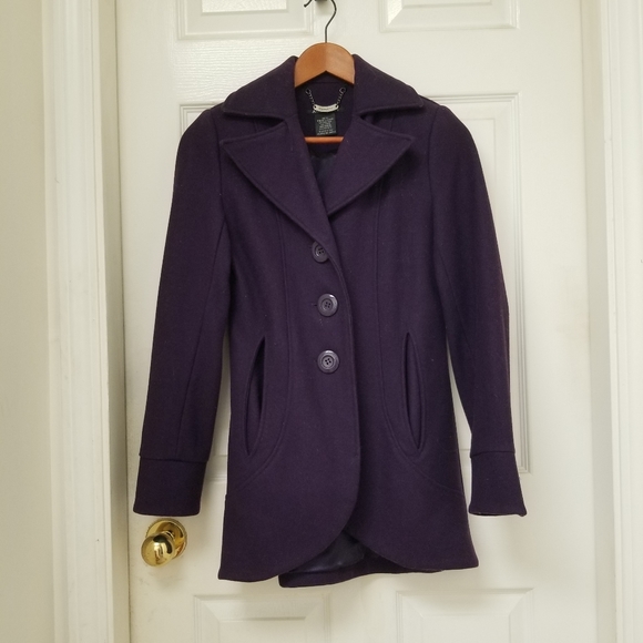 Atmosphere dark purple wool blend coat xs - Picture 1 of 8